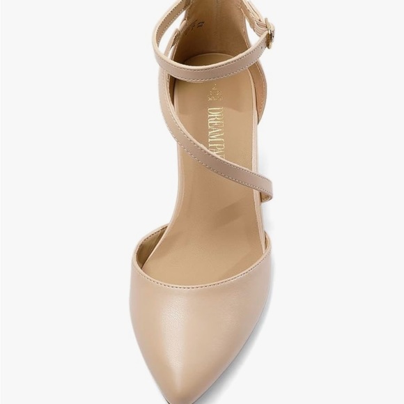 DREAM PAIRS Women’s closed pointed toe low chunky heels pumps ankle strap heel - Picture 3 of 4